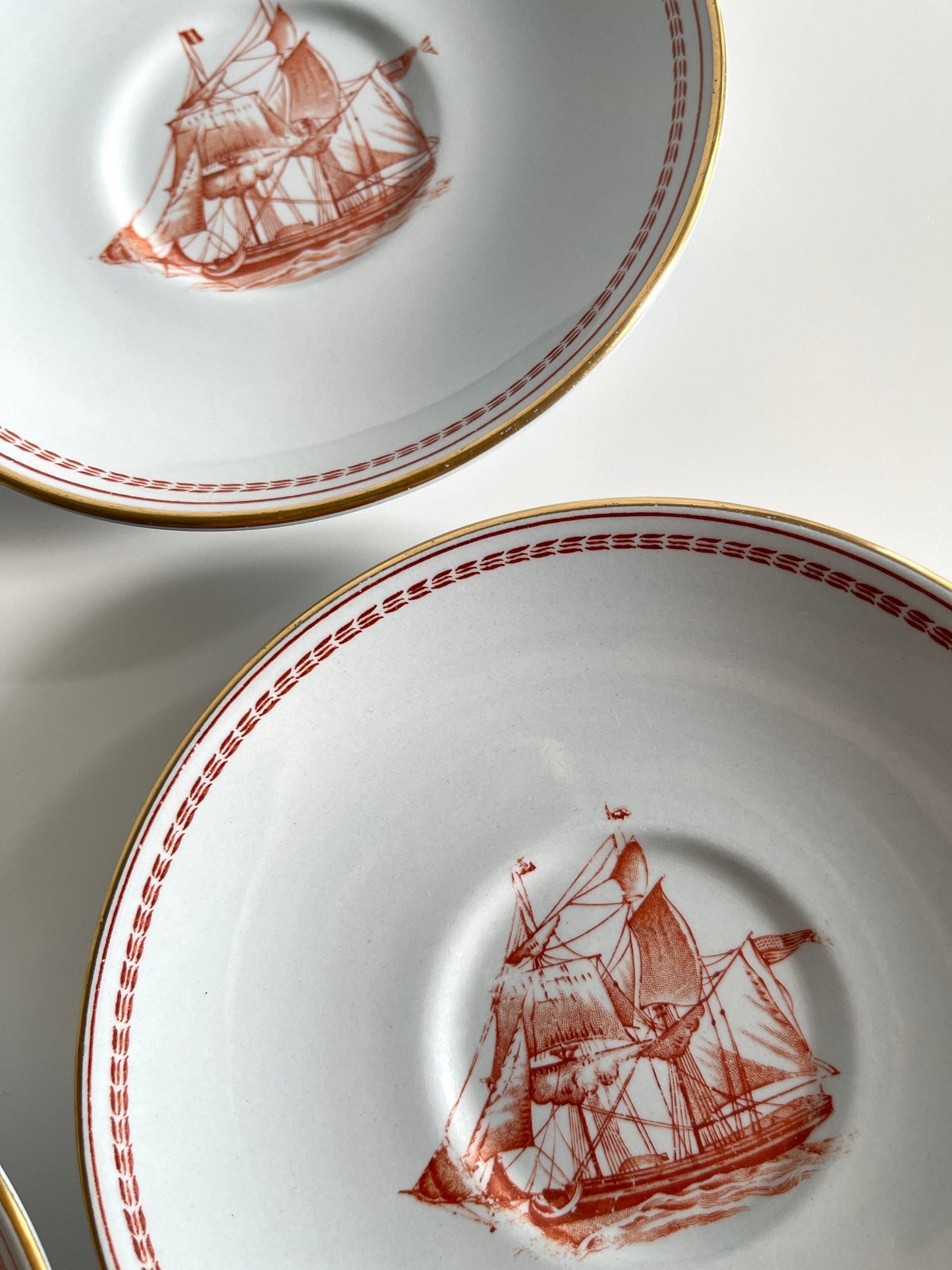Spode Trade Winds Red Cups & Saucers