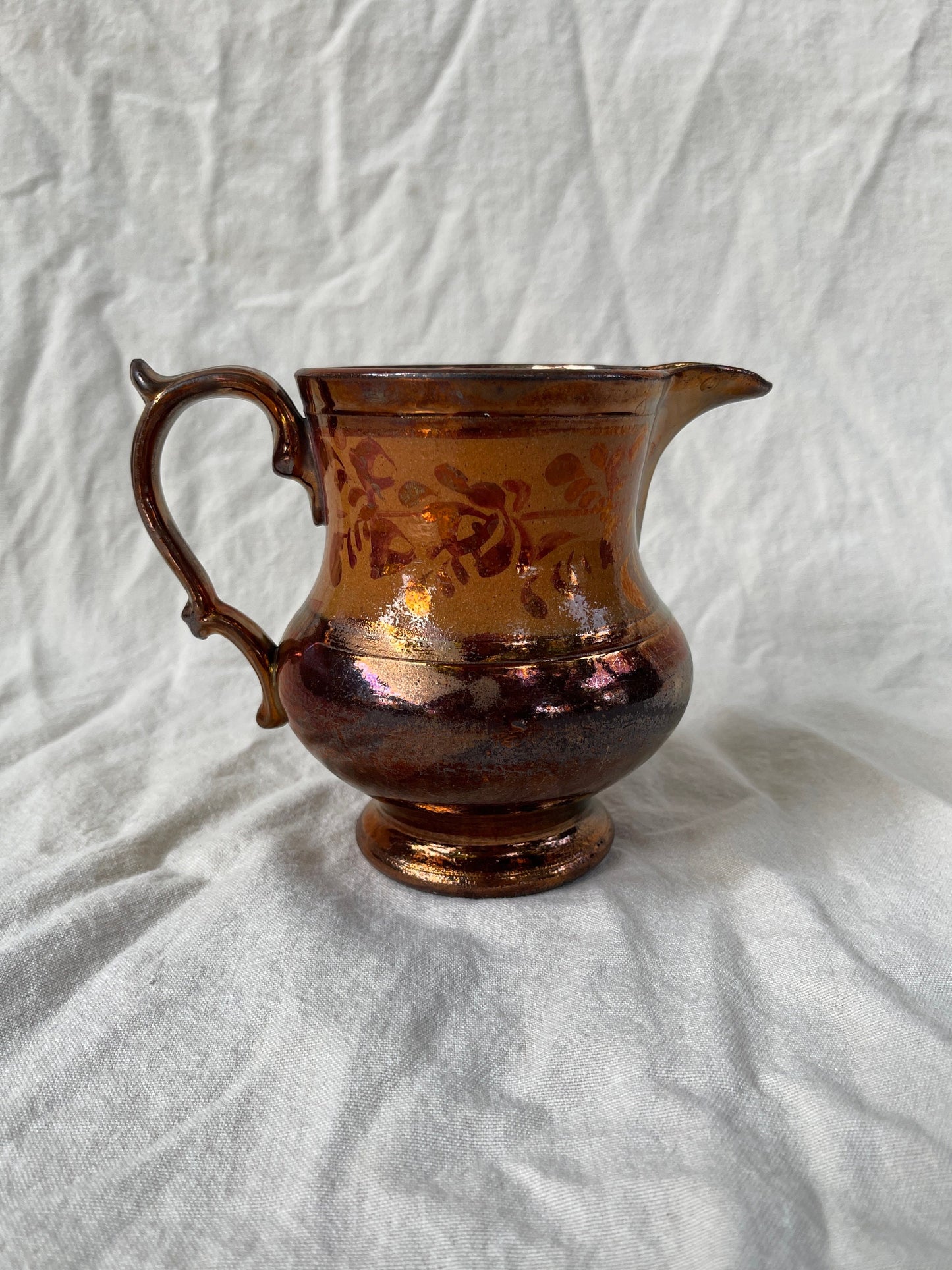 Antique Staffordshire Copper Lustre Pitcher