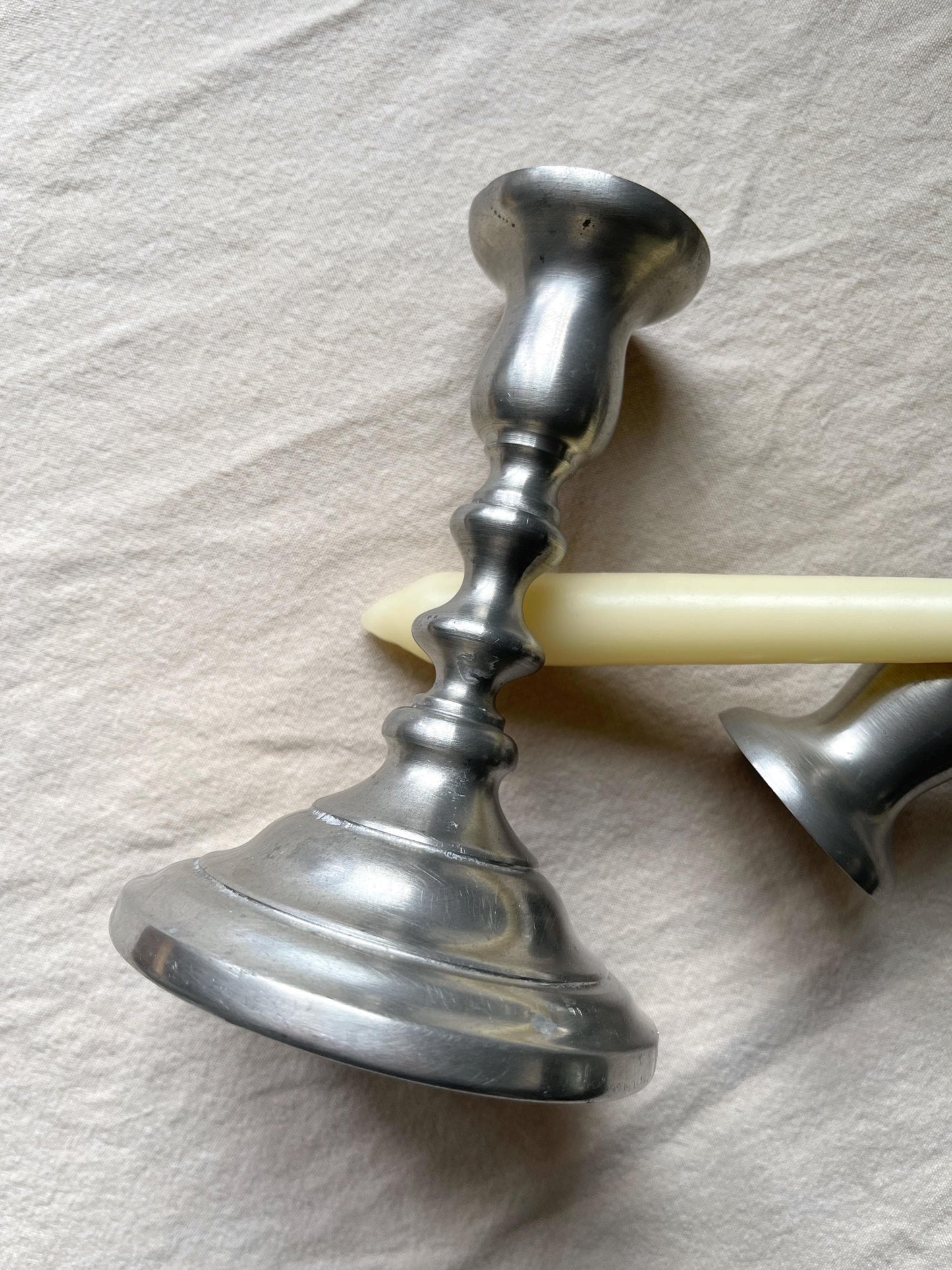 Vintage Pewter Candle Holders