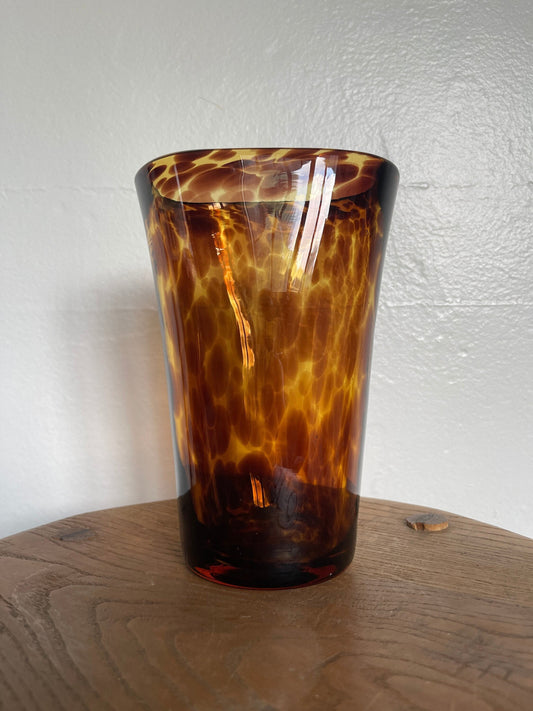 Vintage Tortoise Shell Blown Glass Vase