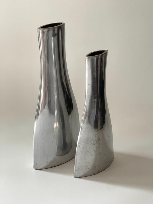 Vintage Sculptural Modern Metal Vases