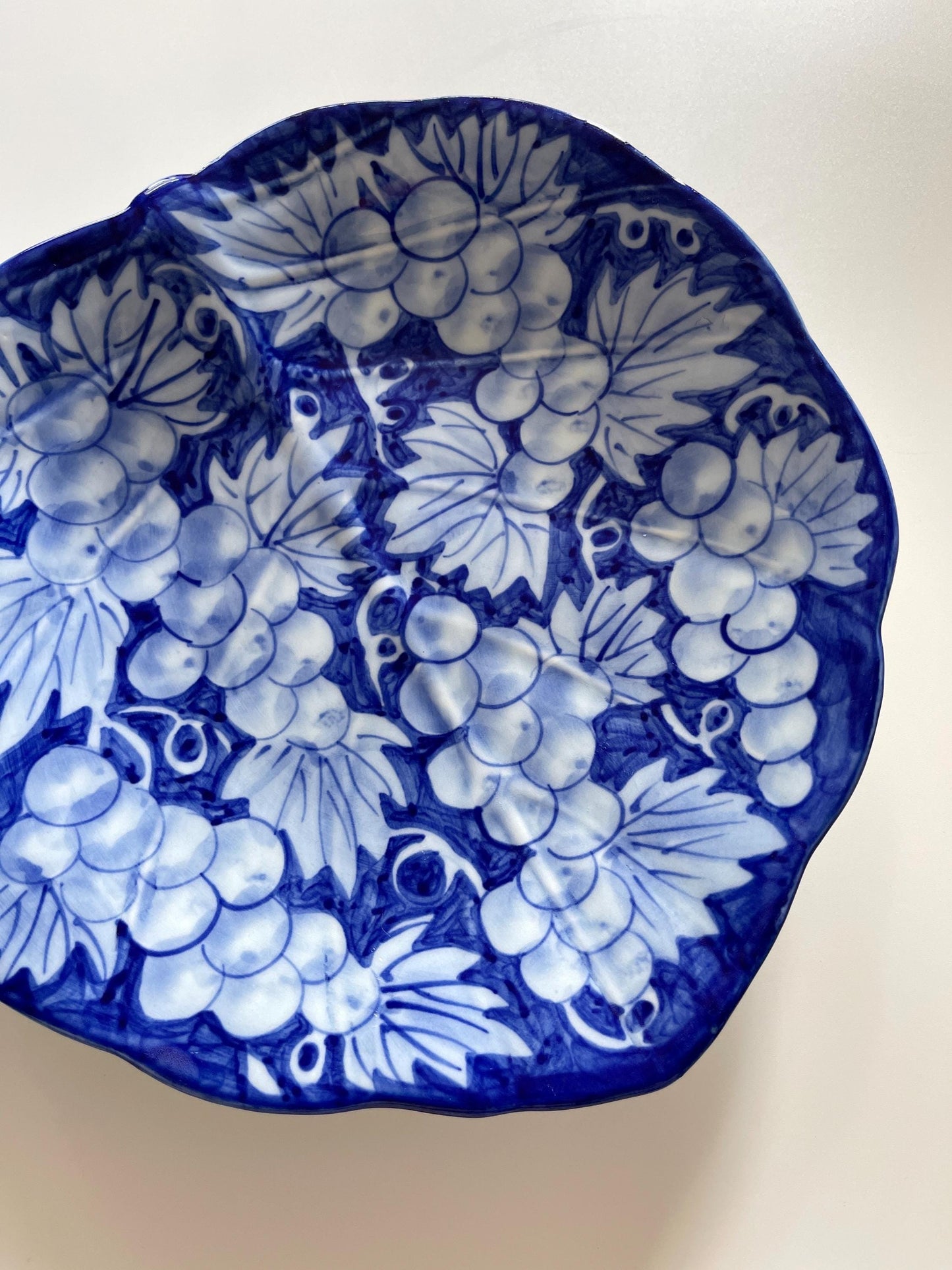Vintage Italian Blue Grape Leaf Plate